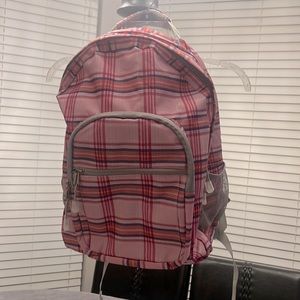 School Bag pack in plaid pink